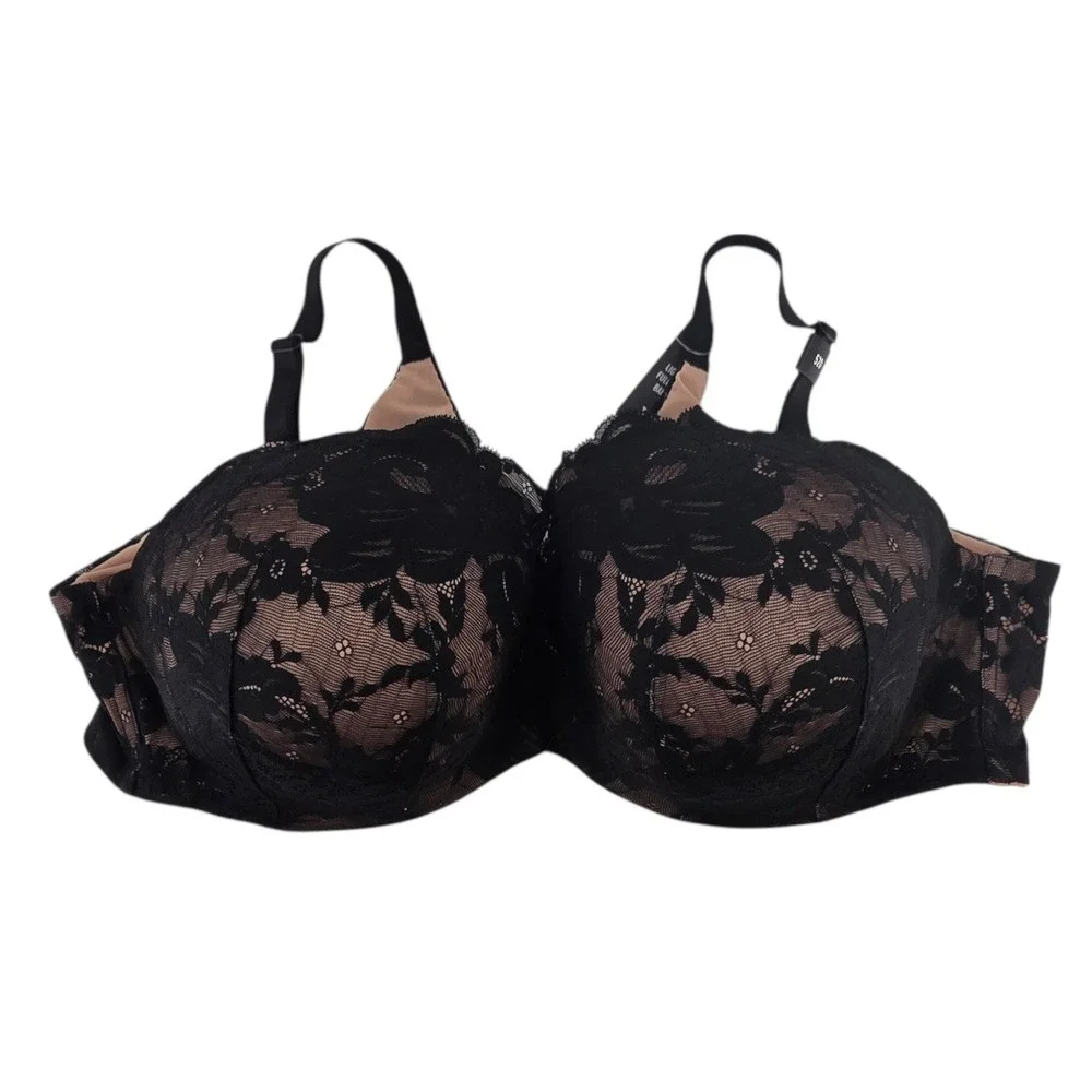 Torrid Curve Womens 52D Balconette Lightly Lined Bra NWT‎ in Black/Beige